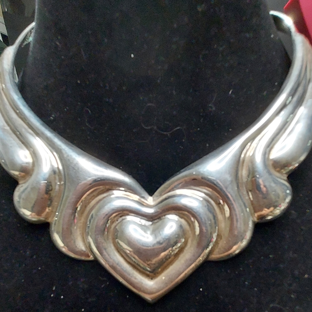 Self Love.  Taxco, Mexico Sterling Silver Heart Necklace- 3.3 oz.
